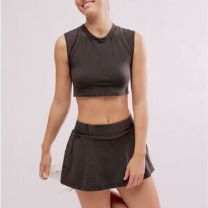 FP MOVEMENT SET Hot Shot Skort & Top Washed Black NWT